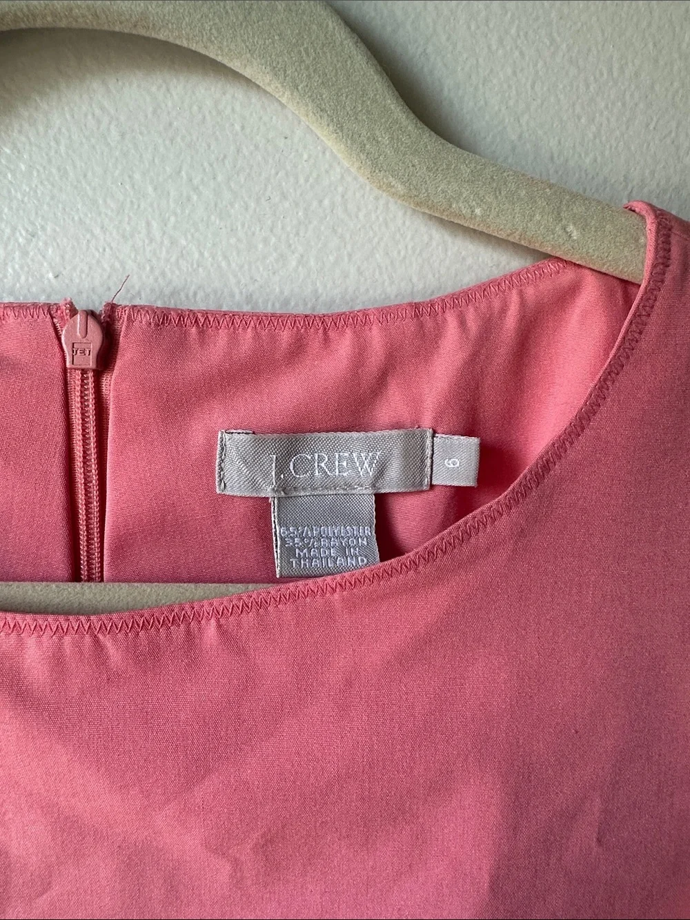 J. Crew Coral Pink Sleeveless Shift Dress with Ruffle Hem - SZ 6